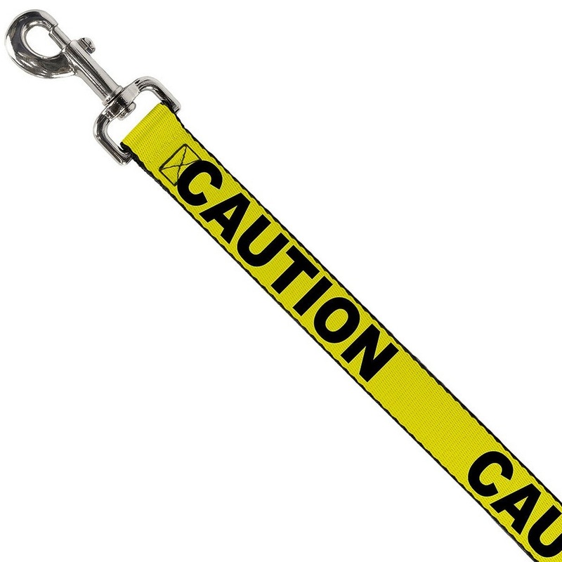Buckle-Down Pet Caution Dog Leash Yellow Black 1/2" x 4'