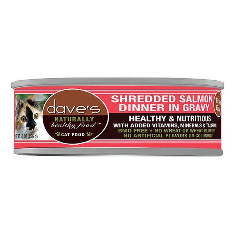 Dave's Pet Food Naturally Healthy Grain Free Wet Cat Food - Shredded Salmon in Gravy - 5.5oz Can