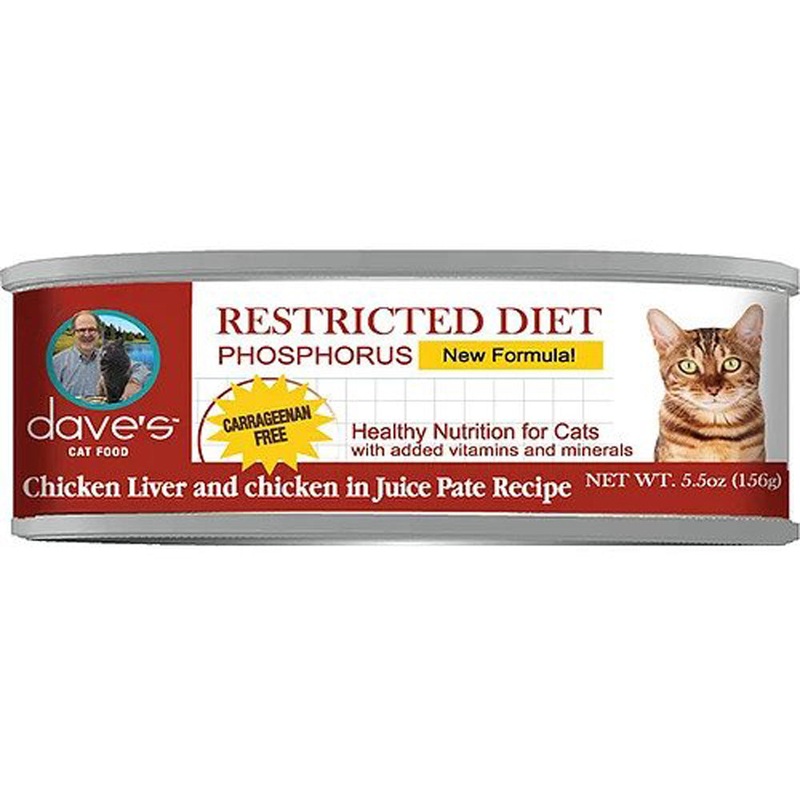 Dave's Pet Food Restricted Diet Phosphorus Wet Cat Food - Chicken Liver & Chicken in Juice Pate - 5.5oz Can
