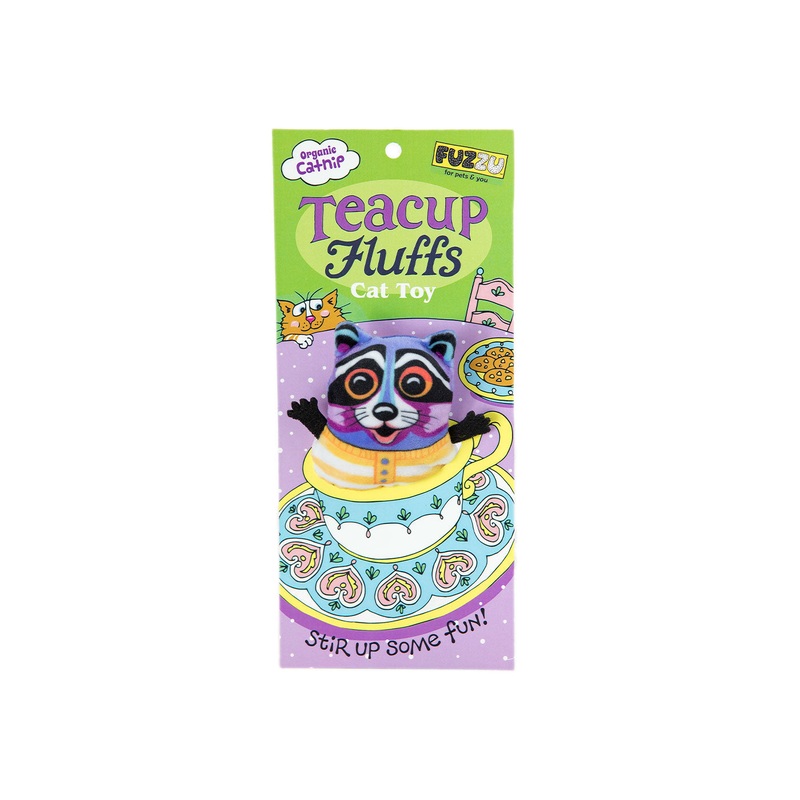 Fuzzu Tea Cups Cat Toy Raccoon