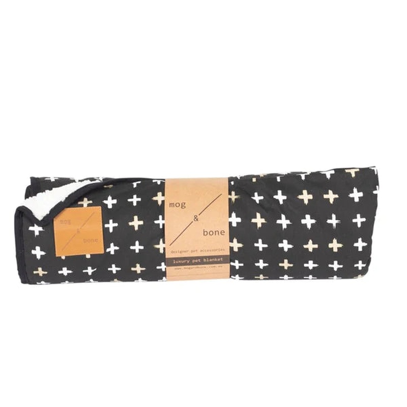 Mog & Bone Dog Blanket Black Metallic Cross