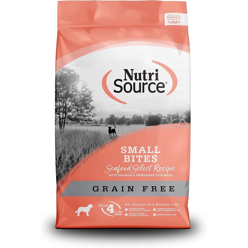 NutriSource Grain Free Small Bites Dry Dog Food - Seafood Select Salmon & Menhaden Fish - 12lb Bag
