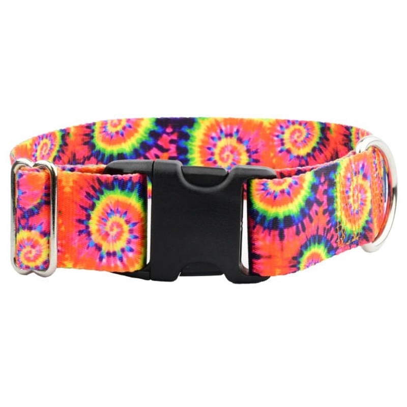 2 Hounds Design Dog Collar - Small 10-14" - Classic Tie-Dye