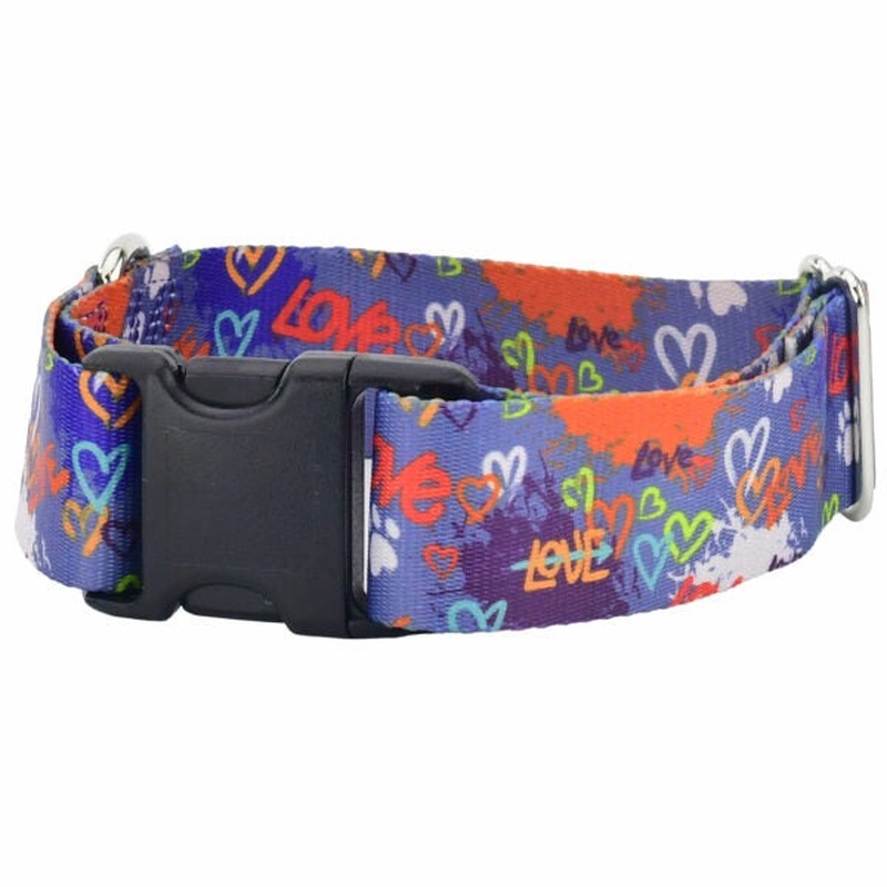2 Hounds Design Dog Collar - Small 10-14" - Graffiti Blue