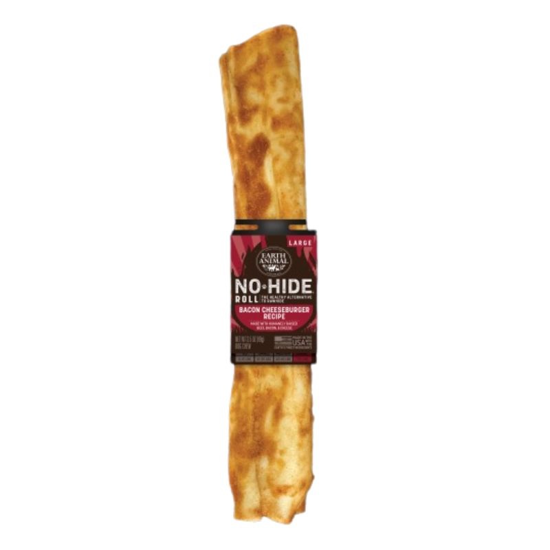 Earth Animal No-Hide Chew BBQ Bacon Cheeseburger Dog Treat Large 11" 1Pk