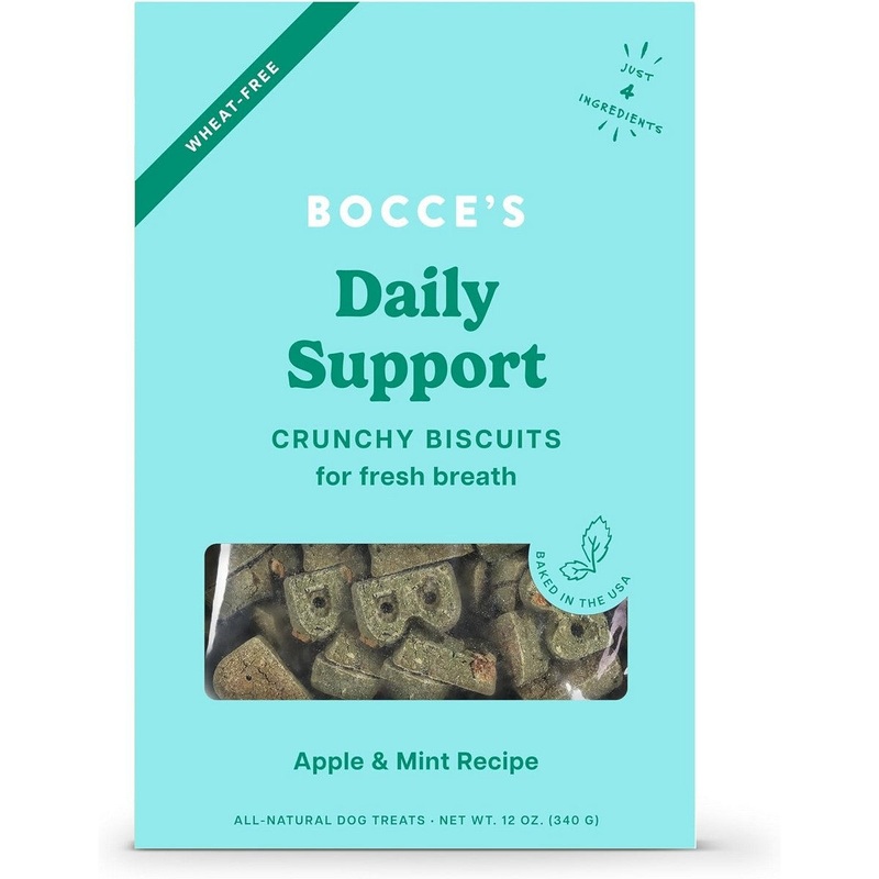 Bocce's Breath Apple & Mint Biscuits Dog Treats 12oz