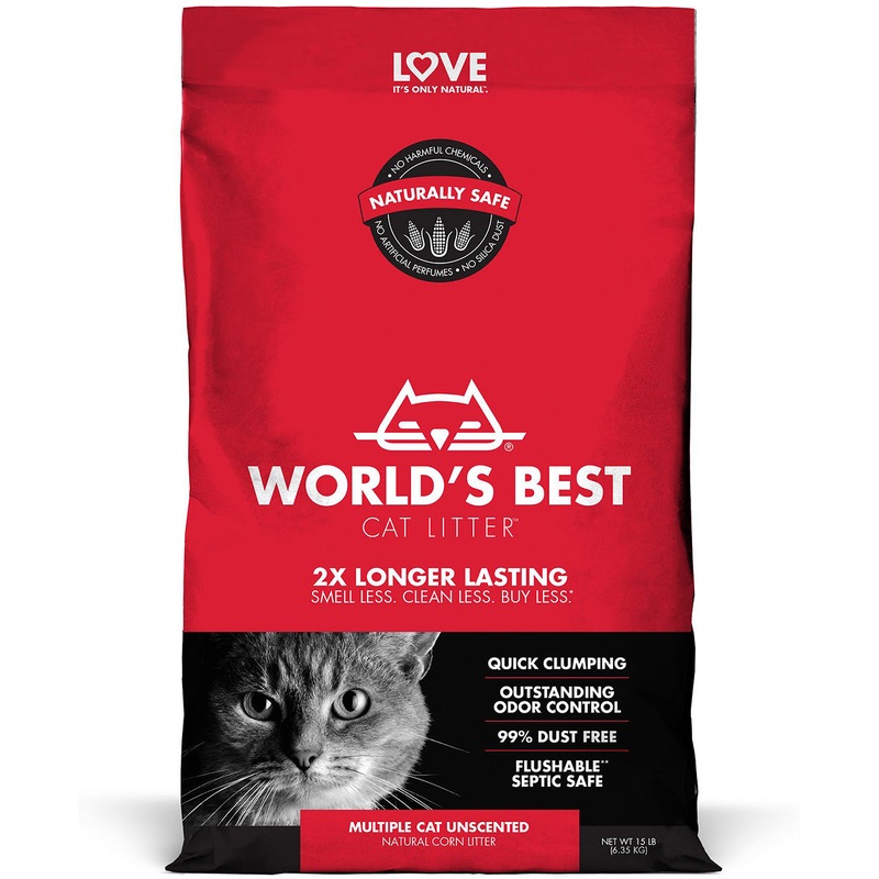 World's Best Multi-Cat Unscented Clumping Corn Cat Litter 15lb