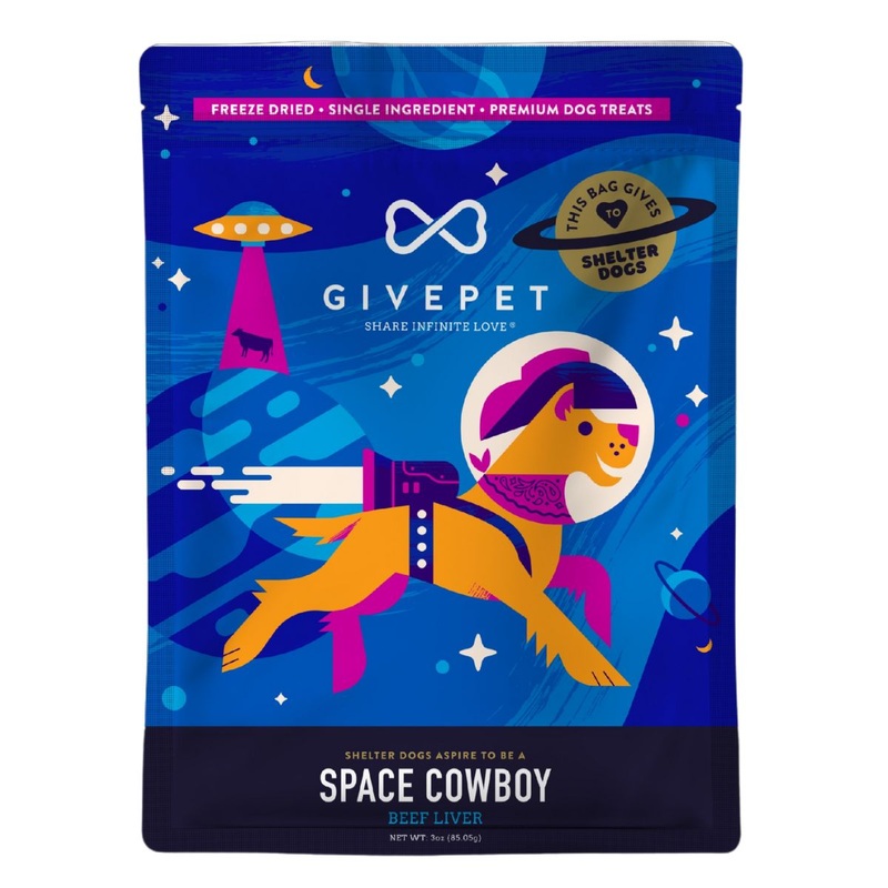 GivePet Freeze Dried Grain Free Space Cowboy Dog Treats 3oz