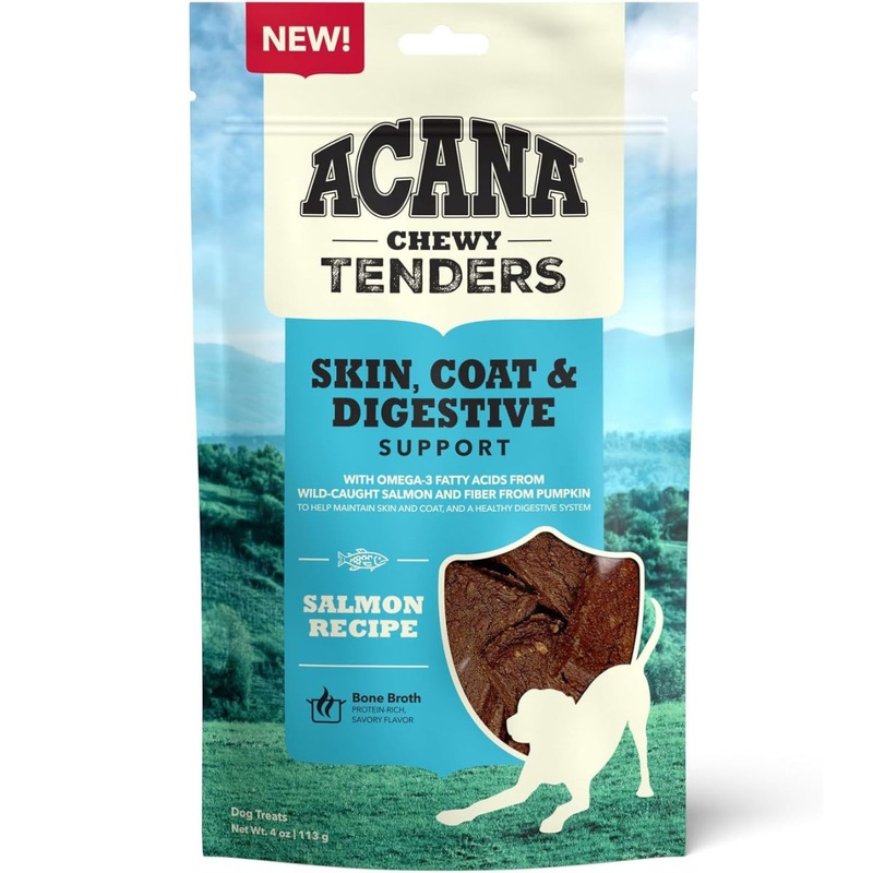 Acana Chewy Tenders Salmon Skin Coat Digestive Support Dog Treats 4oz