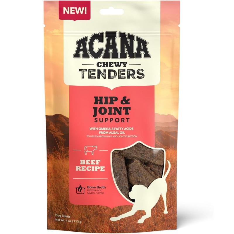 Acana Chewy Tenders Beef Hip& Joint Support Dog Treats 4oz
