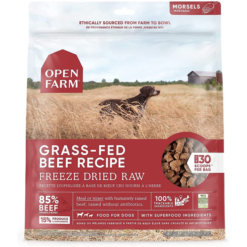 Open Farm Freeze-Dried Raw Dog Food - Grass-Fed Beef - 13.5oz Bag