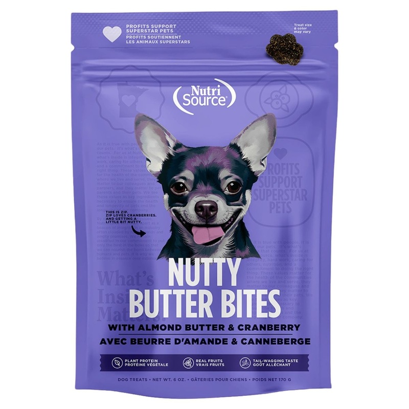 NutriSource Almond Butter & Cranberry Nutty Butter Bites Dog Treats 6oz
