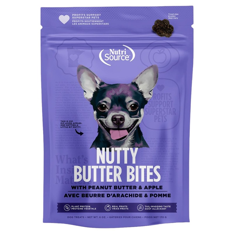 NutriSource Peanut Butter & Apple Nutty Butter Bites Dog Treats 6oz