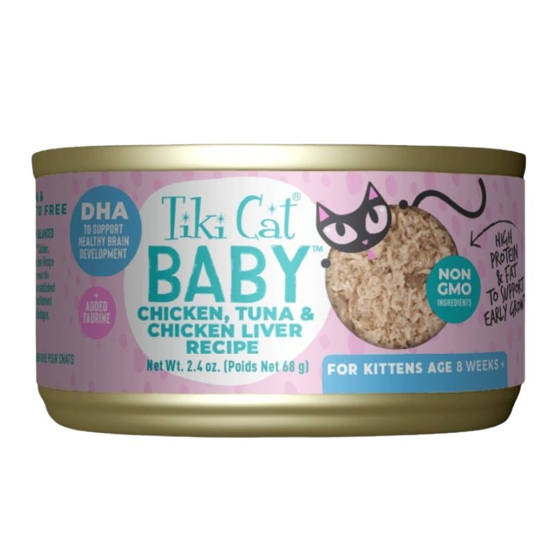 Tiki Cat Baby Whole Foods Chicken Tuna & Chicken Liver Wet Cat Food 2.4oz