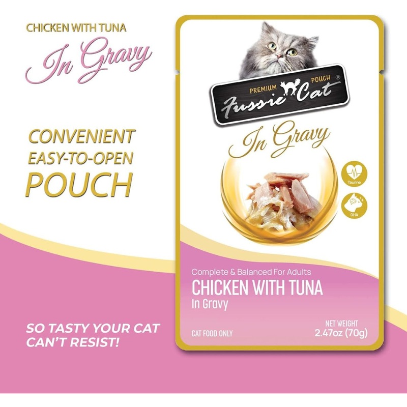 Fussie Cat Premium Pouch Wet Cat Food - Chicken with Tuna in Gravy - 2.47oz Can