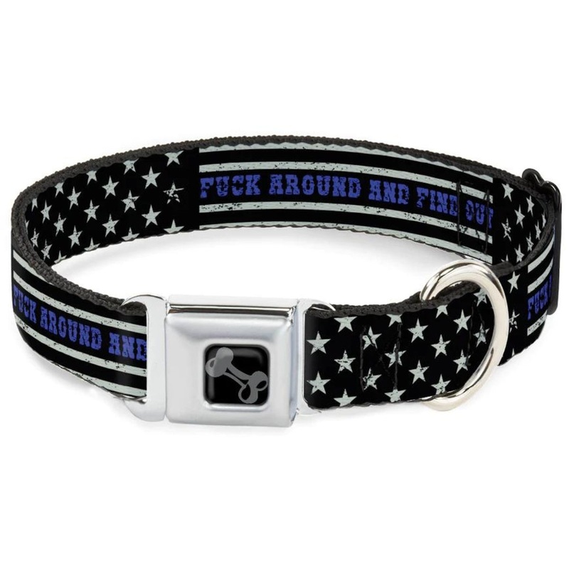Buckle-Down Dog Collar Thin Blue Line Flag WS 13-18"-1.5" Wide