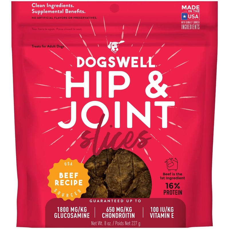 DogsWell Hip & Joint Grain Free Beef Slices Dog Treats 8oz