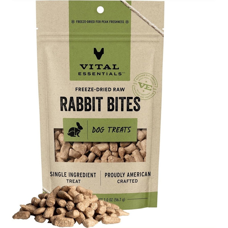Vital Essentials Freeze Dried Rabbit Bites Dog Treats 2oz