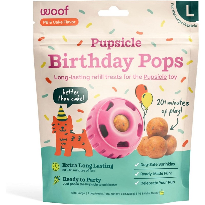 Woof Birthday Pops Dog Treats Large 7Pk