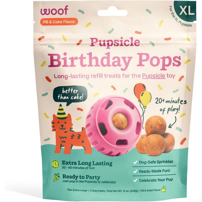 Woof Birthday Pops Dog Treats XL 12oz 5Pk