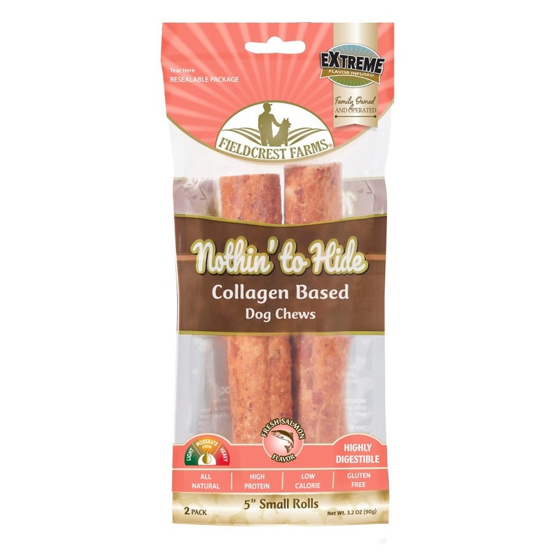 Fieldcrest Farms Nothin' to Hide Collagen Roll Dog Chew Salmon Small 2 Pk