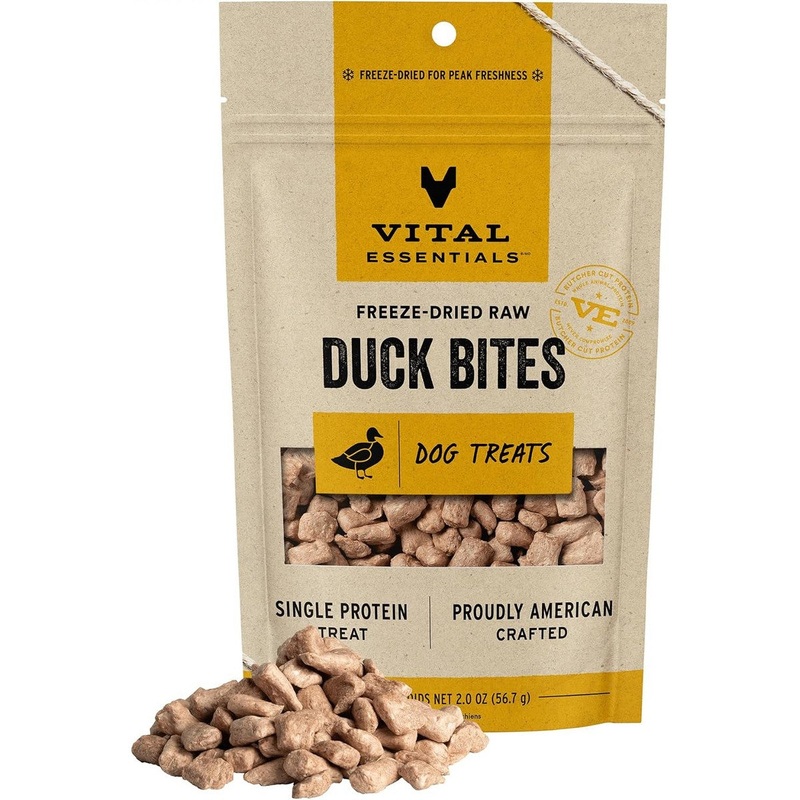 Vital Essentials Freeze Dried Raw Duck Bites Dog Treats 2oz