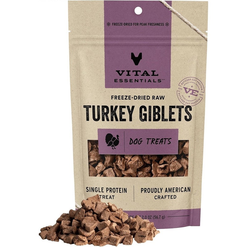 Vital Essentials Freeze Dried Turkey Giblets Raw Dog Treats 2oz