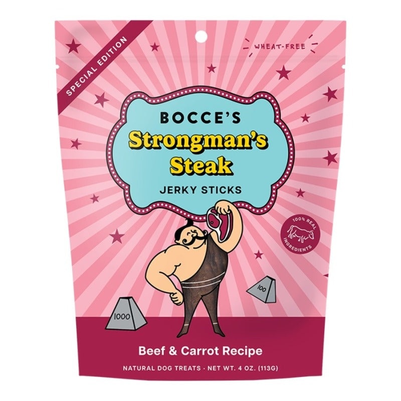 Bocce's Strongman's Steak Beef & Carrot Jerky Dog Treats 4oz