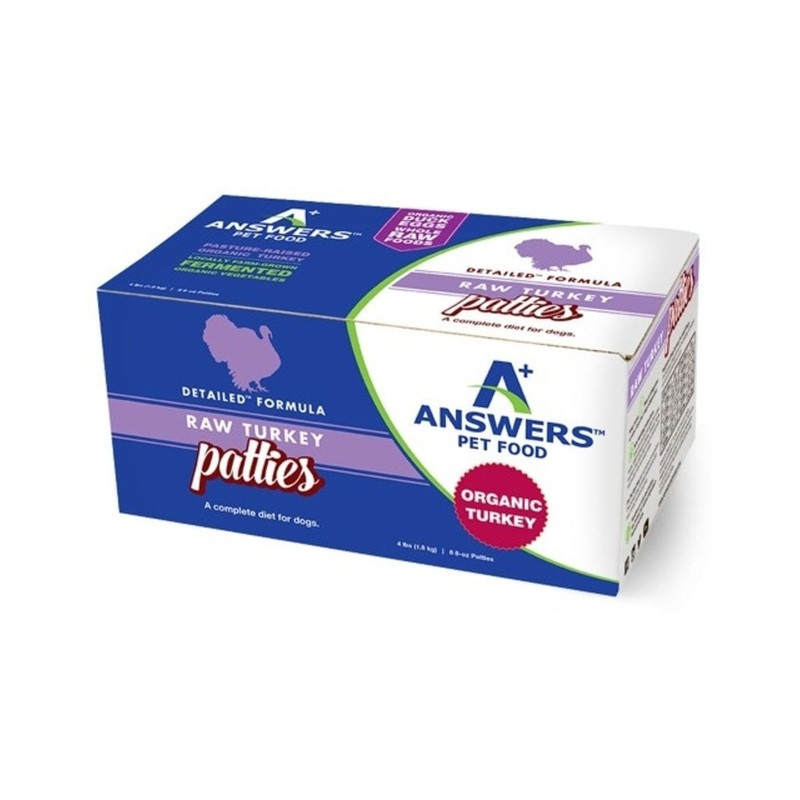Answers Frozen Dog Food Detailed Turkey 4lb Patties 8oz 8pk
