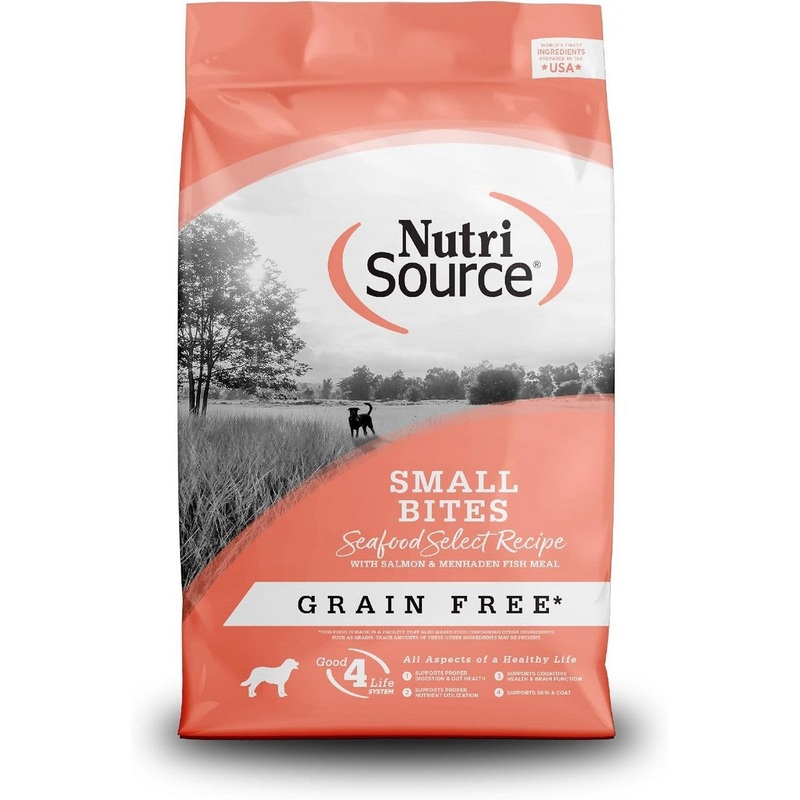 NutriSource Grain Free Small Bites Dry Dog Food - Seafood Select Salmon & Menhaden Fish - 4lb Bag