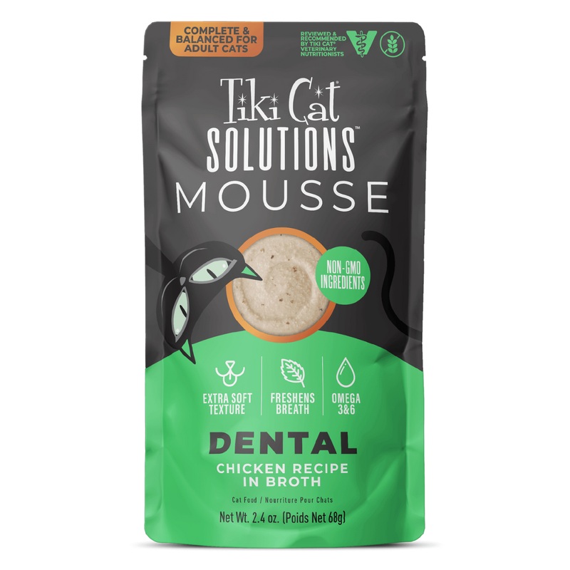 Tiki Cat Solutions Dental Mousse Chicken Recipe in Broth Wet Cat Food 2.4oz