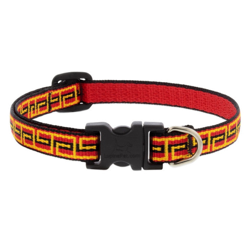 Lupine Adjustable Microbatch Dog Collar 1/2x10-16" Greek Key