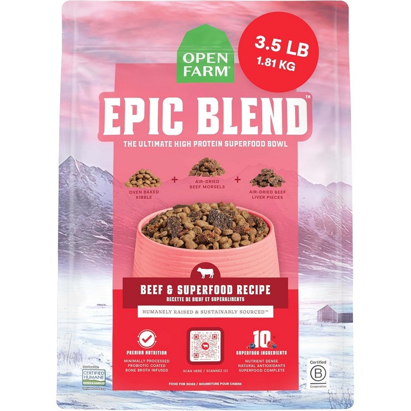 Open Farm Epic Blend Dry Dog Food - Beef & Superfood - 3.5lb Bag