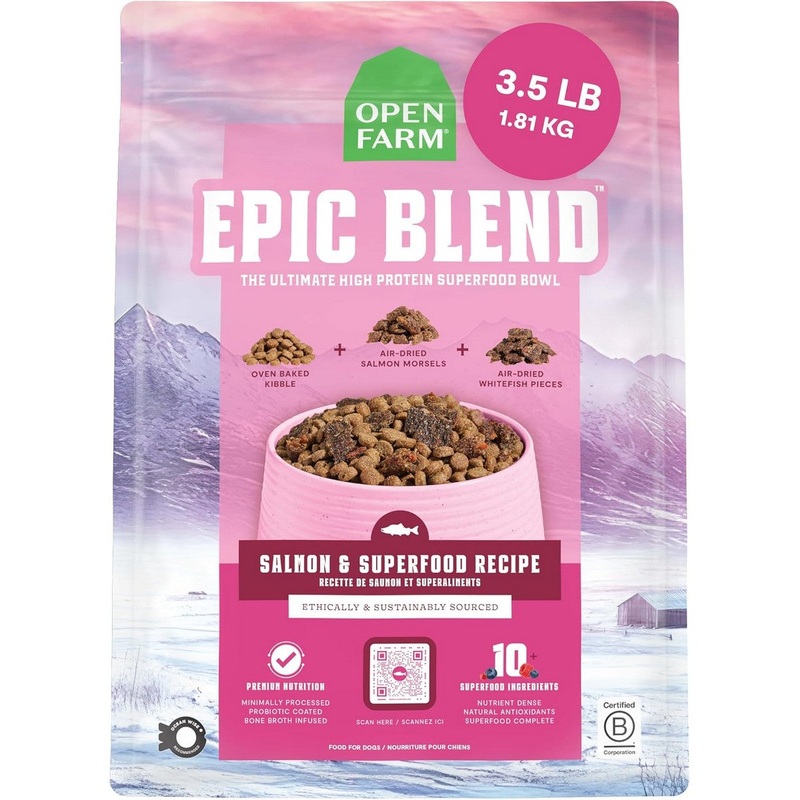 Open Farm Epic Blend Dry Dog Food - Salmon & Superfood - 3.5lb Bag