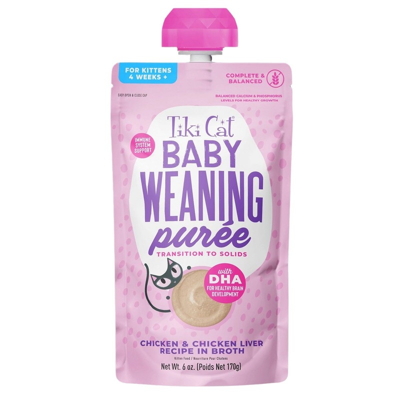 Tiki Cat Baby Weaning Puree Chicken & Chicken Liver In Broth Wet Cat Food 6oz