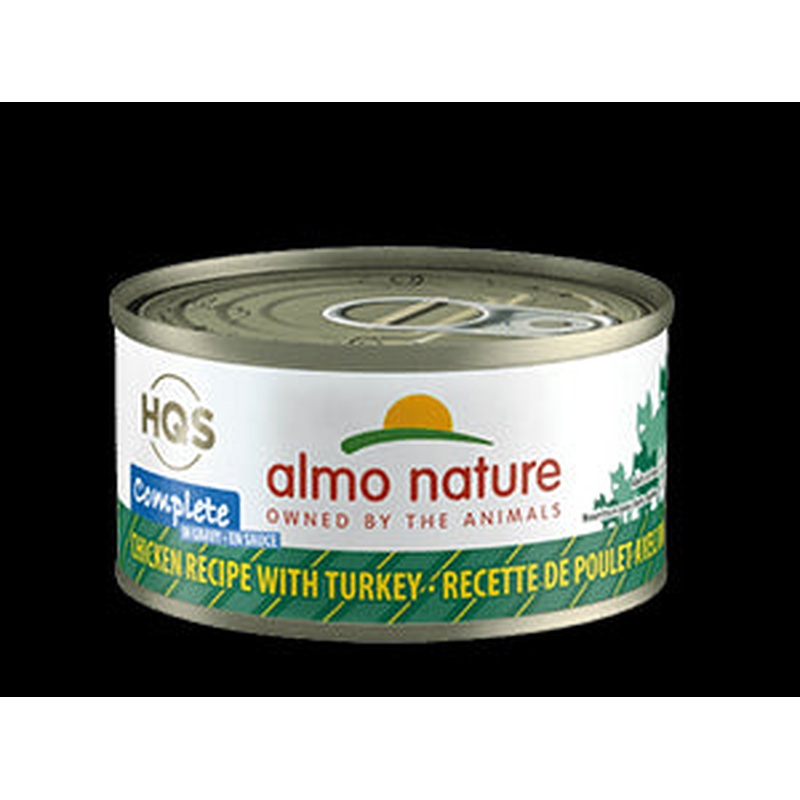 Almo Nature HQS Complete Wet Cat Food -  Chicken Recipe w/ Turkey - 2.47oz Can