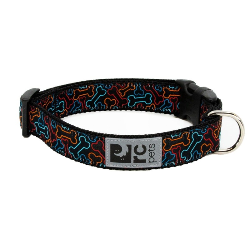 RC Pets Clip Dog Collar - L 1" - Bones