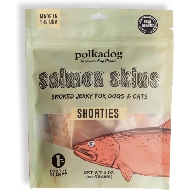 PolkaDog Bakery Dog Salmon Skin Jerky 3 oz Pouch