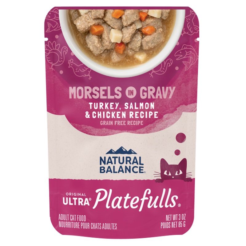 Natural Balance Platefulls Indoor Wet Cat Food - Turkey, Salmon & Chicken - 3oz Pouch