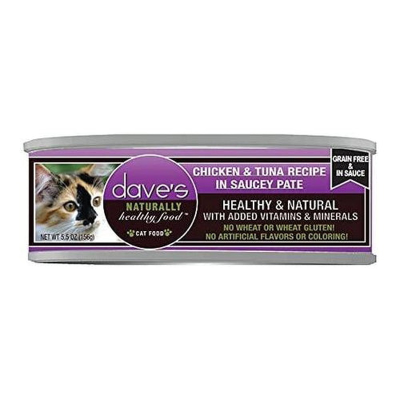 Dave's Pet Food Naturally Healthy Wet Cat Food - Chicken & Tuna Saucy Pate - 5.5oz Can