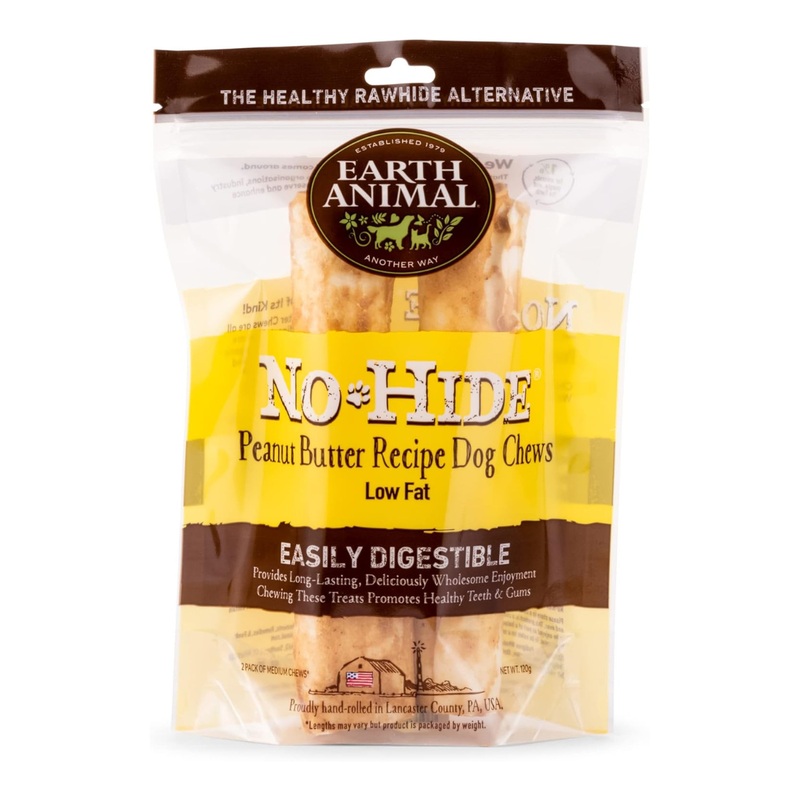Earth Animal No-Hide Penut Butter Chews Dog Treats 11" 2pk