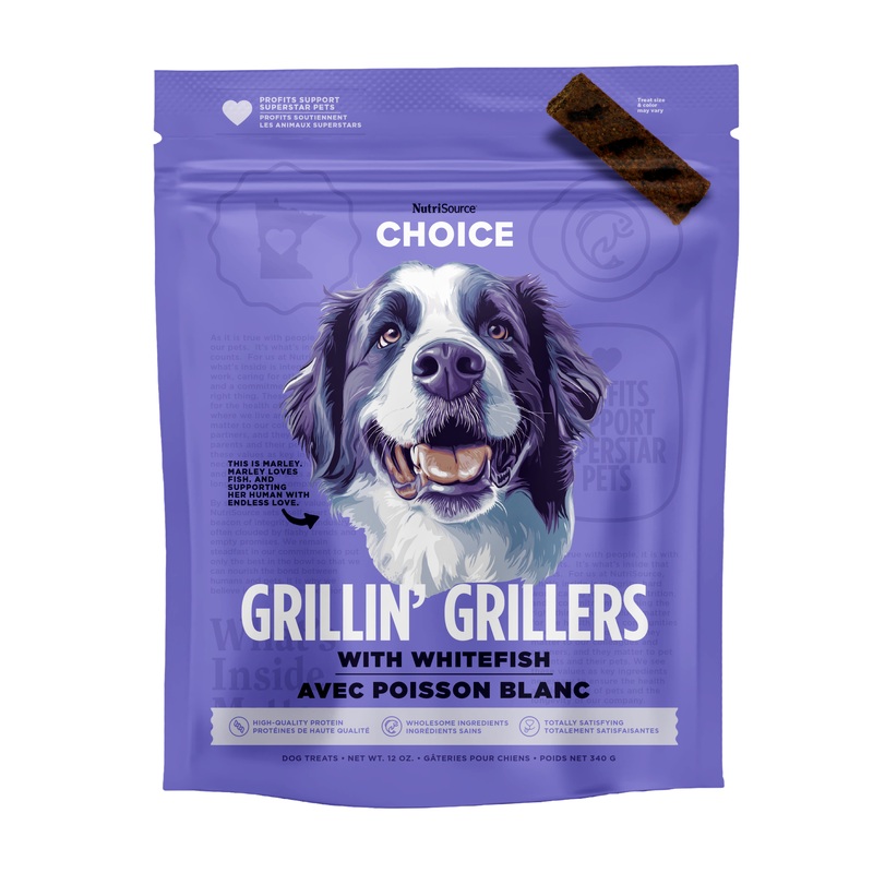 NutriSource Choice Grillin' Grillers Dog Treats - Whitefish -12oz Bag