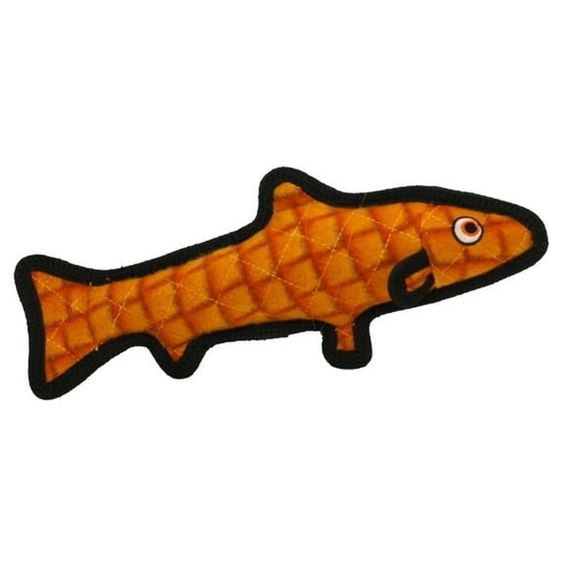 Tuffy's Ocean Creature Trout, Durable Dog Toy, Orange