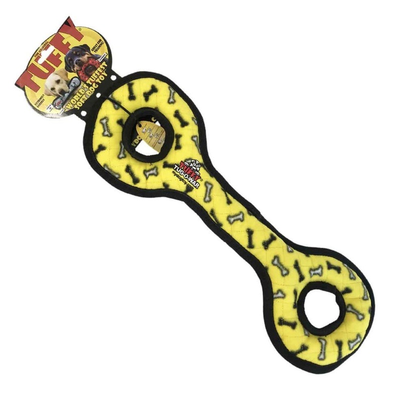 Tuffy's Ultimate Tug-O-War Bone Dog Toy, yellow