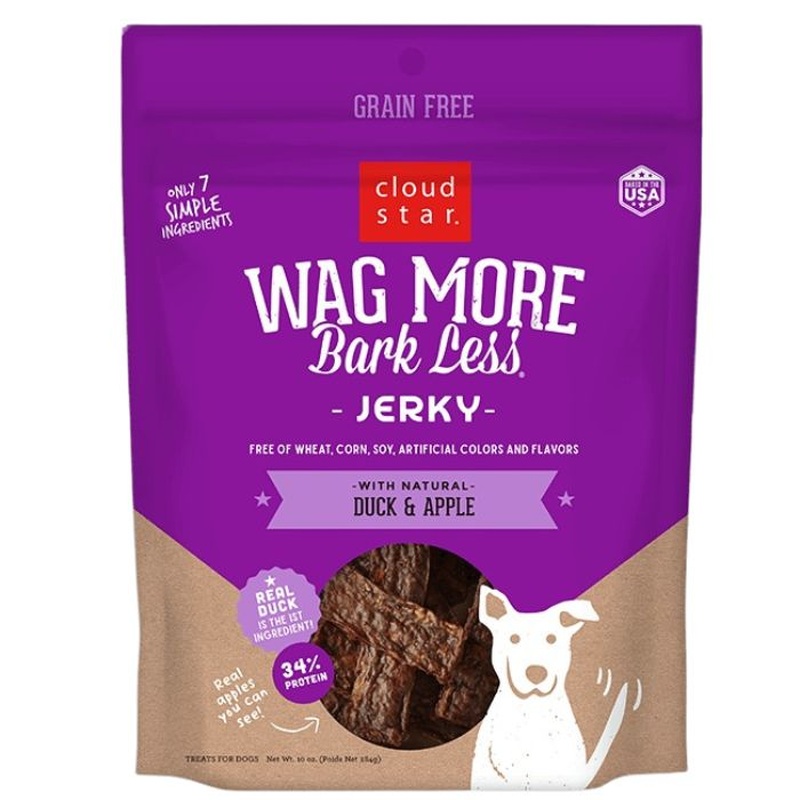 Wag More Bark Less Jerky Grain Free Duck & Apple Dog Treats 10oz