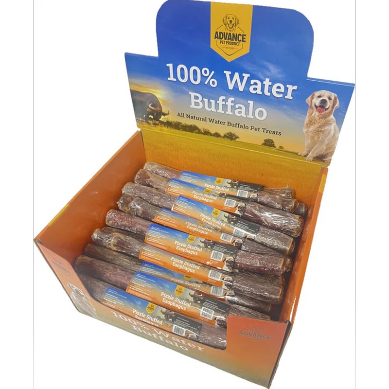 Advance Pet Product Buffalo Pizzle Stuffed Esophagus - 12" Dog Chew Treat