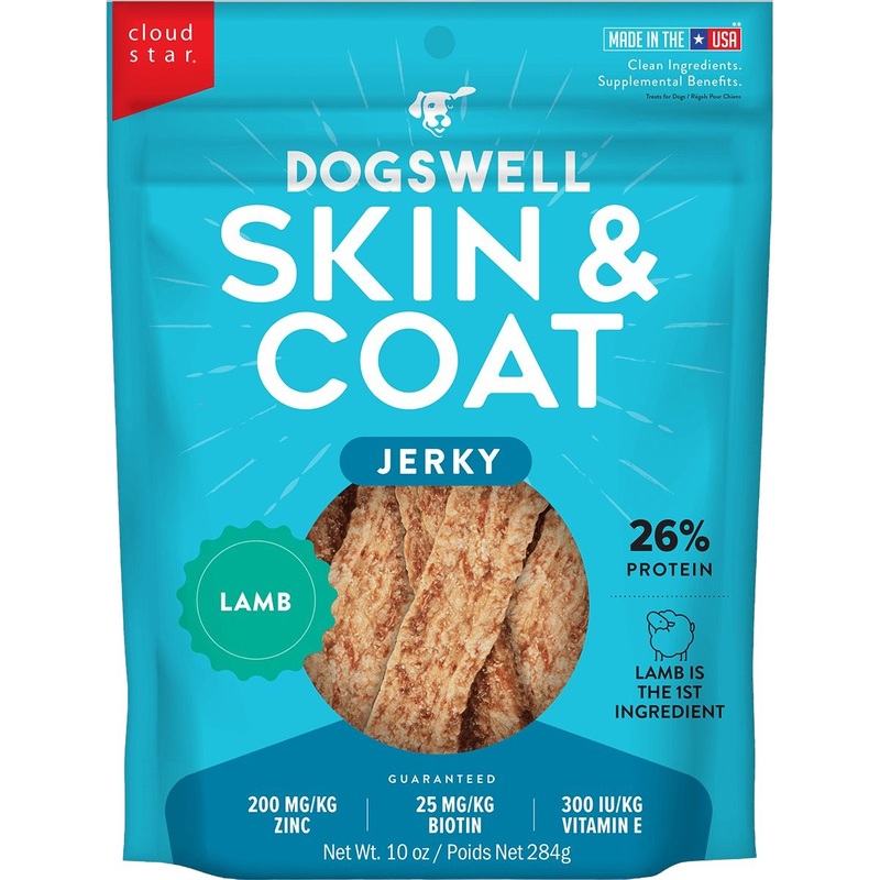 DogsWell Skin & Coat Jerky Lamb Dog Treats 10oz