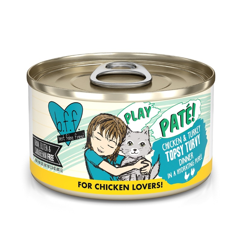 BFF Play Pate Chicken & Turkey Topsy Turvy Canned Cat Food 2.8oz
