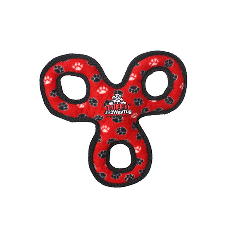 Tuffy's Jr 3 Way Tug Dog Toy - Red Paws