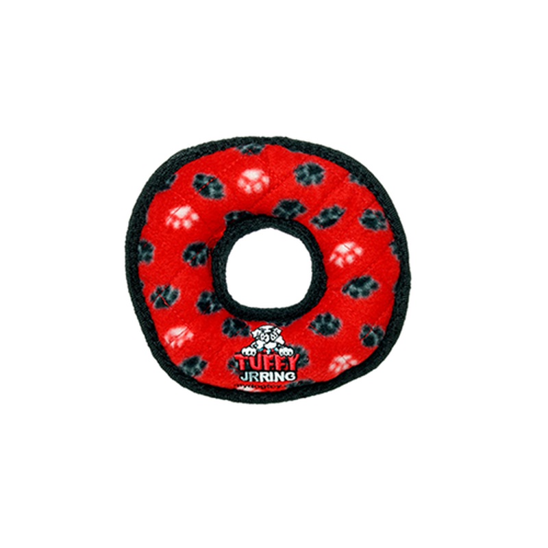 Tuffy's Jr Ring Dog Toy - Red Paws